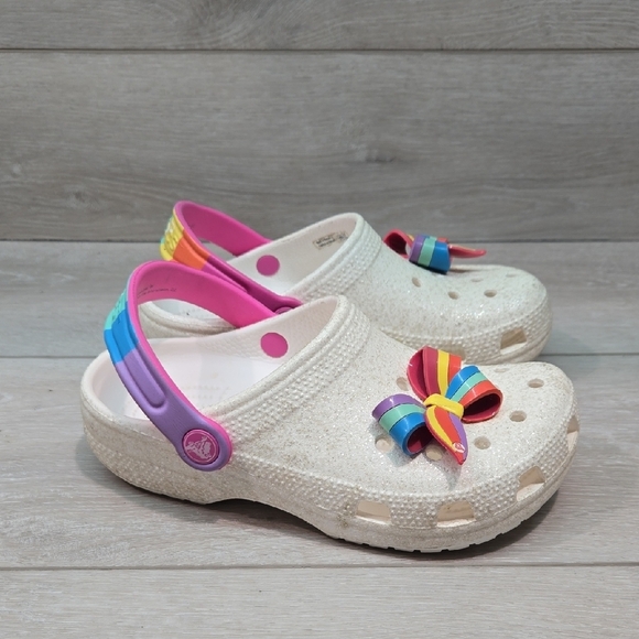 Crocs Kids Girl Colorful Strap Clogs Mule Shoes Sz J2 - Picture 1 of 11